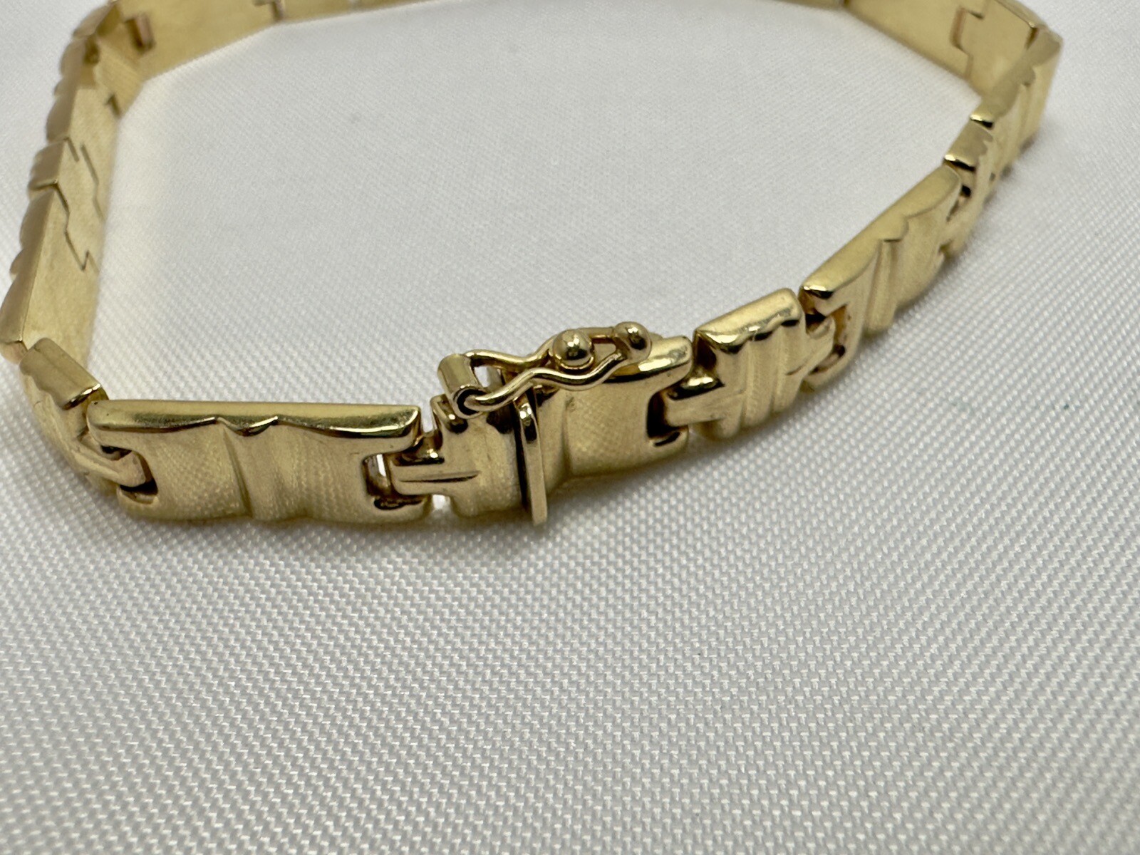 14K Yellow Gold Modernist Link Bracelet Safety Clasp 6.25mm 8" eBay