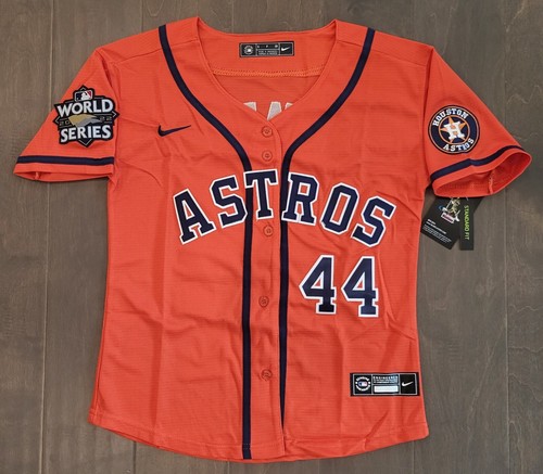 Maglia YOUTH Houston Astros #44 Yordan Alvarez arancione cucita 2022 WS - Foto 2 di 4