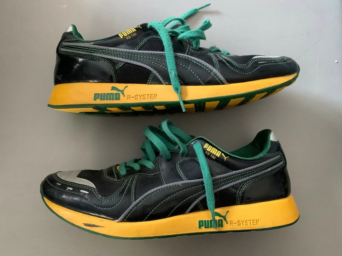 T nis Puma RS 100 LE Masculino 11.5 D Med Preto Amaz nia Amarelo Spectra USADO