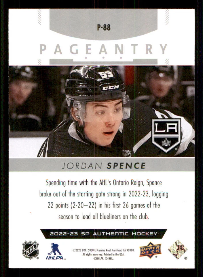 2022-23 SP Authentic Pageantry #P88 Jordan Spence - Image 2 of 2
