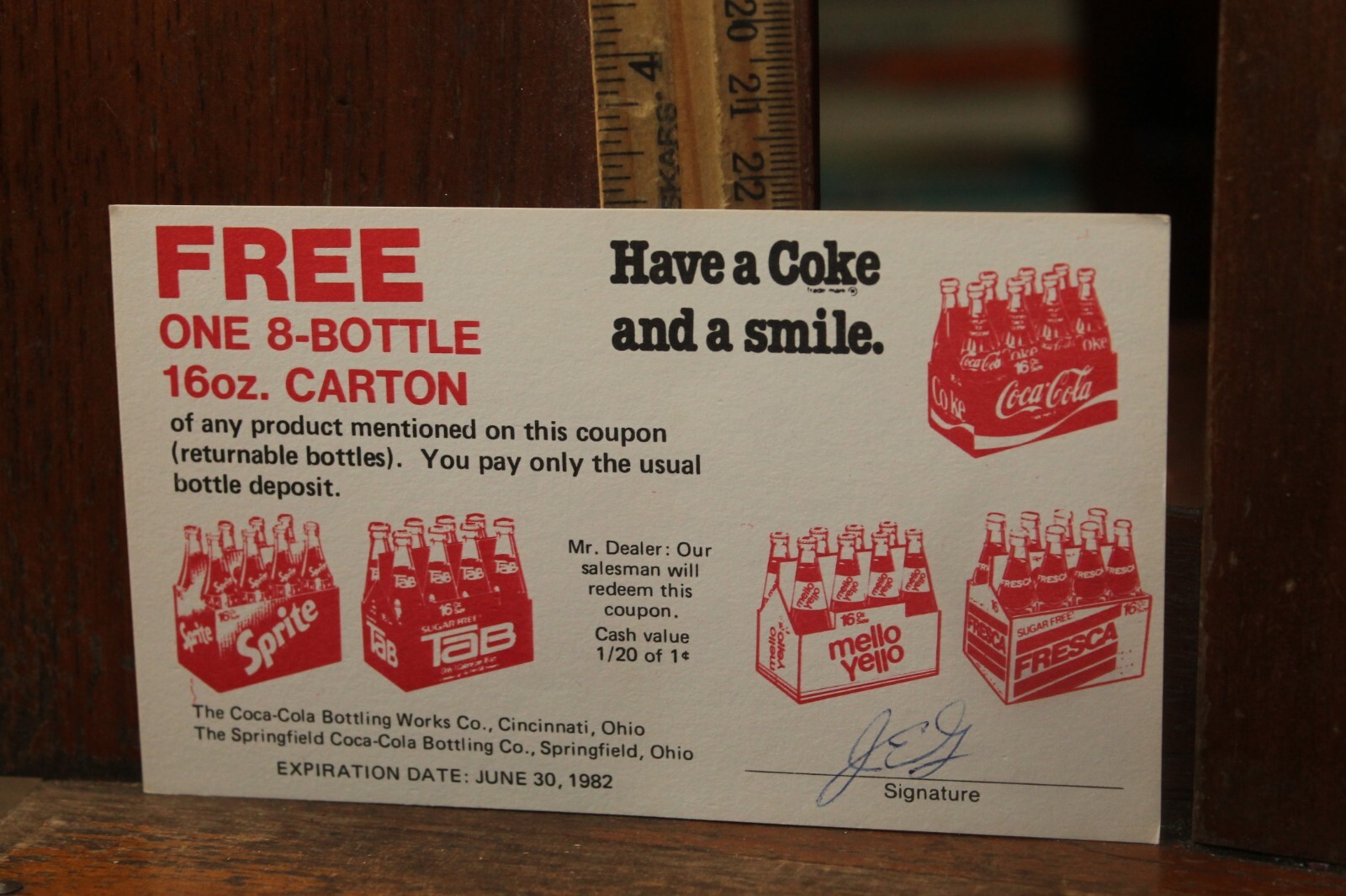 Vintage Coke Coca Cola Free Carton Coupon 1982 Springfield Cincinnati ...