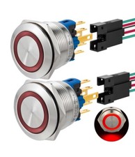 22mm Push Button Switch Momentary Latching High Round Waterproof IP67 On Off ...