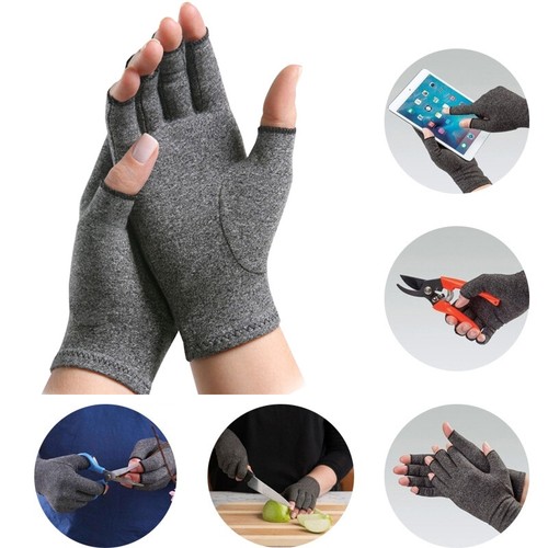 Copper Compression Gloves Arthritis Fit Carpal Tunnel Hand Wrist Brace Support - Picture 1 of 13