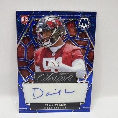 2025 Panini Mosaic No Huddle David Walker Rookie Scripts Blue Disco Prizm AUTO