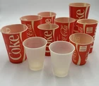 10 VTG Coca Cola Cups Wax Paper Plastic Restaurant Coke Commercial Use
