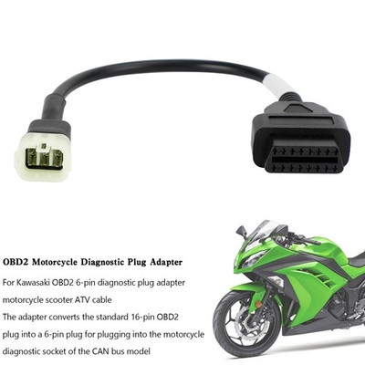OBD2 6 Pin Diagnostic Plug Adapter For Kawasaki Motorcycle Scooter ATV Cable US