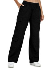 28" 31" 34" 36" Womens Cargo Sweatpants Y2K Casual Baggy Wide Leg Pants Cotto...