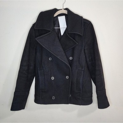 OAK Coat Women Small Black Wool Blend Double Breasted Old Money Mature Academia