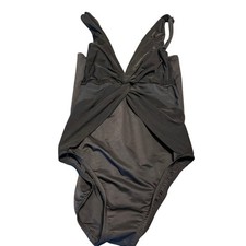 Miraclesuit Black One Piece Plunge Partly Sheer Women's Size M