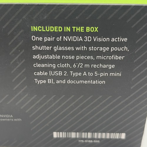 NVIDIA 3D Vision Wireless Glasses (942-10701-0101-002) NEW OPEN BOX Immersive - Photo 4/9