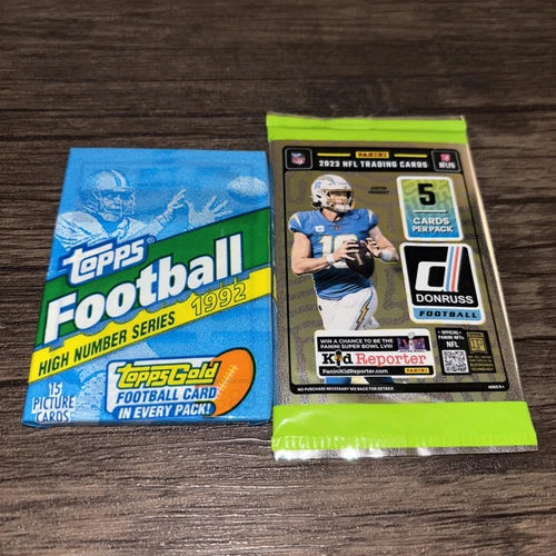 1992 Topps Football-15 Card Pack & 2023 Donruss Football-5 Card Pack-Sealed-