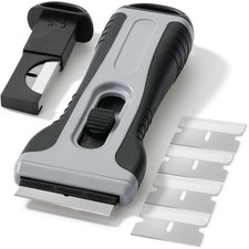 Retractable Razor Scraper Tool with 15 Extra Blades and Built-in Storage Box for