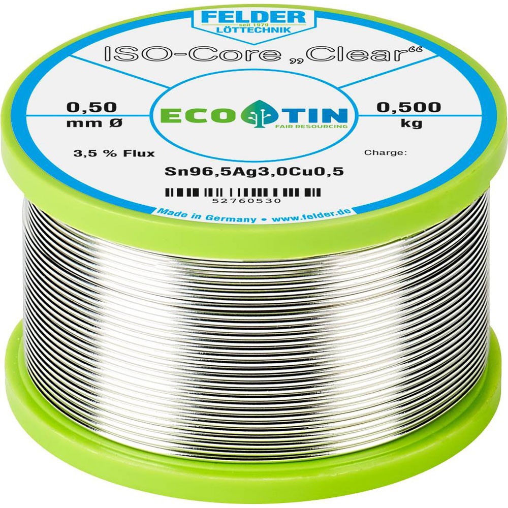 Felder ISO-Core Clear Solder Reel Lead-free Sn96.5Ag3Cu0.5 0.5mm