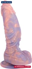 8 Inch Big Thick Monster Fantasy Dildo, Girthy Curved Alien Dragon Dildo with St