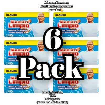 Maestro Limpio 6-Pack Laundry Soap Bars | Fast Stain Remover Fabric Cleaner