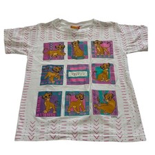 Vintage Lion King Disney All over Print Graphic Top T-Shirt Simba Kids Size 7-8