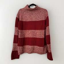 J Crew Sweater Wool Cotton Striped Red Mens L Classic Preppy Capsule