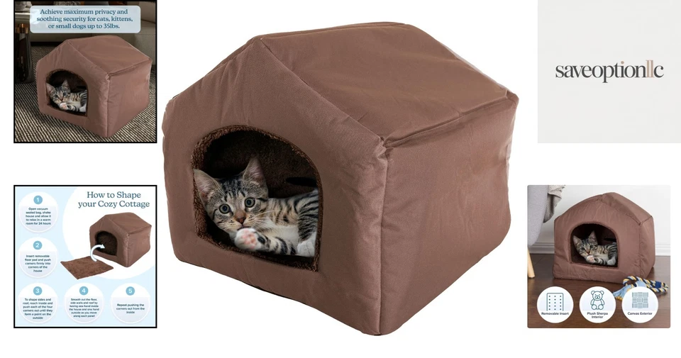 Casa interna de pelúcia para animais de estimação com almofada Sherpa removível - para cães e gatos de até 35 lb - Imagem 2 de 4
