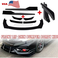 For Honda Civic Front Bumper Lip Chin Spoiler Body Kit Splitter Side Skirt
