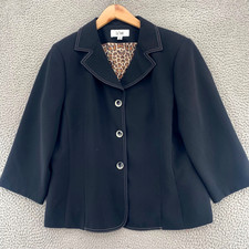 Le Suit Blazer Womens 18 Plus Black Button Front Notch Lapel Office Career Work