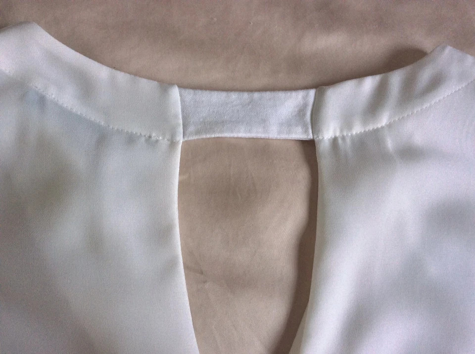 ZARA Basic White Smart Top With Stylish Taupe Lea… - image 7