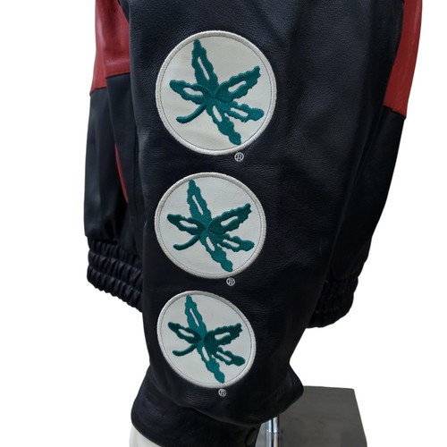 LEGGI🔻 Giacca Bomber Vintage Pelle Gallery Ohio State Buckeyes Vera Pelle XL - Foto 13 di 20