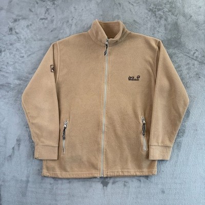 Jack Wolfskin Fleecejacke Herren M Beige Full Zip Polartec Outdoor Wandern Retro