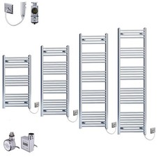 450 mm Wide Electric Chrome Straight Flat Towel Rail Radiator