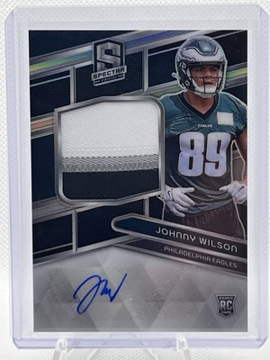 2024 Panini Spectra Silver Rookie Patch Autograph Johnny Wilson 06/99 EAGLES!!