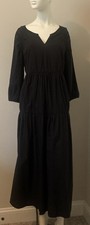 World Market Black 3/4 Sleeve Tiered Midi Dress Small