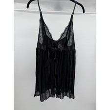 Victoria Secret Black Sheer Lace Babydoll Chemise Slip Y2K Coquette XL