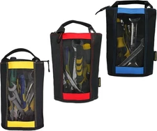 Canvas Zipper Tool Pouch Small Mesh Bag with Hanging Grommets 3 Colors