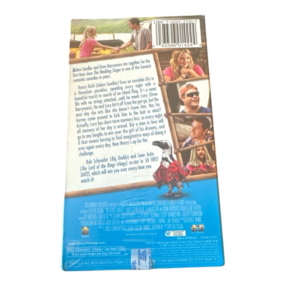 New 50 First Dates (VHS, 2004) Starring Drew Barrymore and Adam Sandler PG 13 - Image 2 of 4