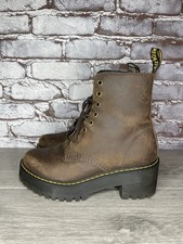 Dr Doc Martens Shriver Hi Lace Up Ankle Brown Leather Platform Boots Women Sz 38