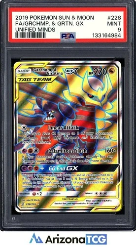 Pokemon 2019 Garchomp & Giratina GX 228/236 Full Art Unified Minds PSA 9