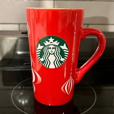 Starbucks 2024 Red Holiday Christmas Tall Ceramic Mug 16OZ~Christmas Ornaments