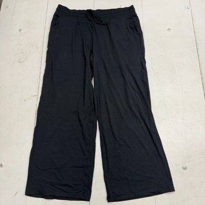 Any Body Solid Black Drawstring Wide Leg Pants Womens Size Large