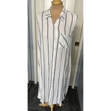 Peyton Jensen Women's Striped Shirt Dress Size XL Sleeveless White & Black