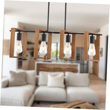 4 Lights Island Light for Kitchen,Farmhouse Industrial 4 lIGHTS A Wood