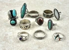 Vintage Sterling Silver Southwestern Rings Sizes 4-10 Weight 56g