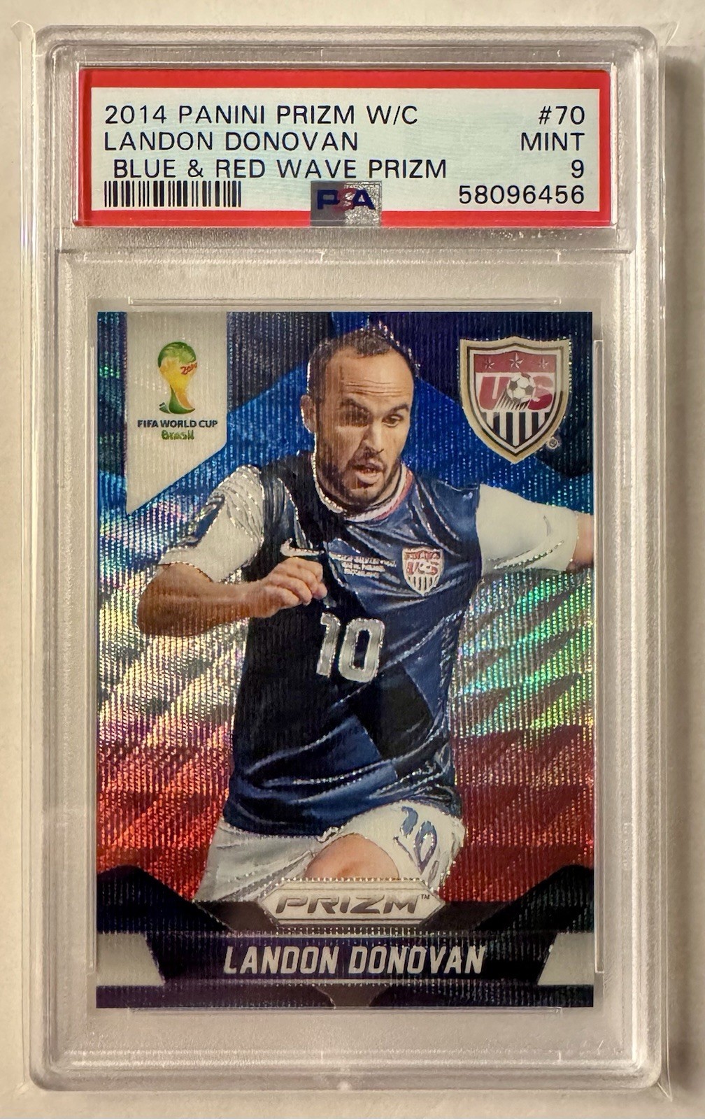 2014 Panini Prizm World Cup Blue & Red Wave Landon Donovan #70 USMNT PSA 9 Mint