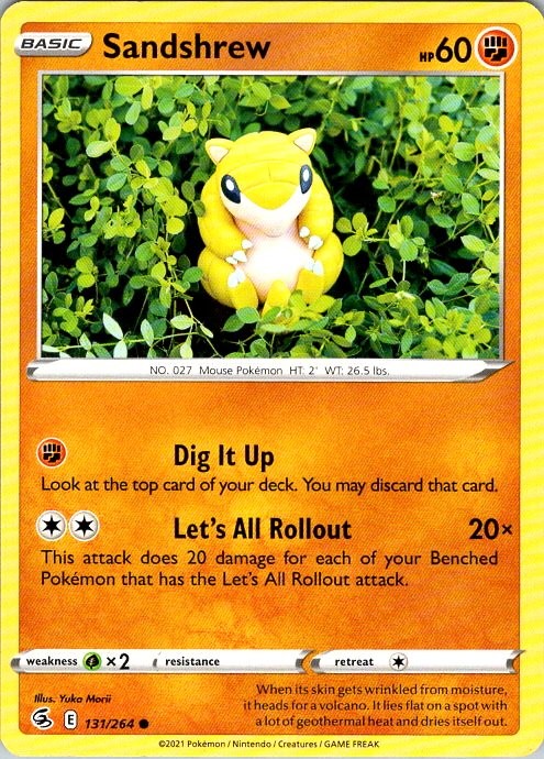 SANDSHREW 131/264 COMMON FUSION STRIKE POKEMON NEAR MINT