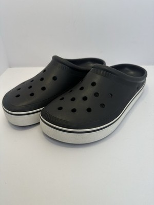 Crocs Off Court Clogs Black and White Men's SZ 9 Women s SZ 11 MISSING BACKSTRAP