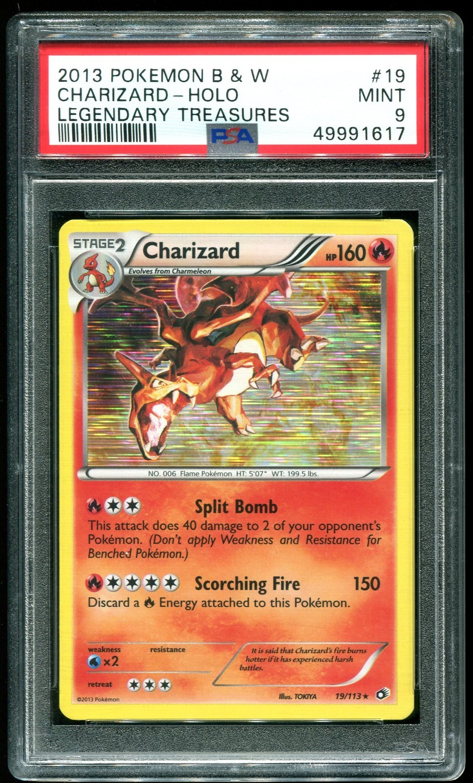 PSA 9 Charizard Holo Rare Legendary Treasures B&W 2013 Pokemon Card #19