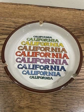 Vintage Colorful 1970s Ceramic California Round Souvenir Ashtray NL