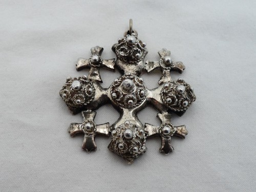 Vintage Sterling Silber schwerer Jerusalem Kreuz Anhänger NT-21