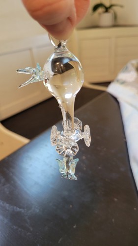 Fachmännisch mundgeblasenes Glas Kolibri Futterhaus Ornament - Bild 4 von 5