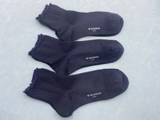 BOMBAS 3 Pairs Women's Lightweight Dark blue Ruffle Rib Quarter Socks Size Med
