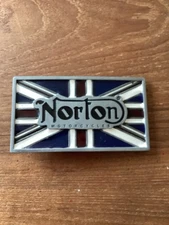 Norton Motorcycles Metal Belt Buckle, Union Jack Design