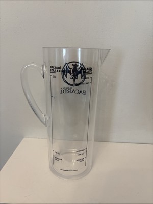BACARDI Weiß Rum Kunststoff Getränke Bar Krug Kanne Mixer Cocktail 23cm Schwarz Fledermaus